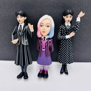 NECA Toony Terrors Wednesday Addams Action Figures & Enid Sinclair Bandai Lot ~3